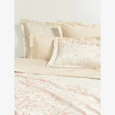 Westwing Cotton Sateen Duvet Cover Sakura with Floral Print