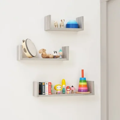 Dunelm Return - Tutti Bambini Modena Set of Three UShaped Wall Shelves, Ash Grey