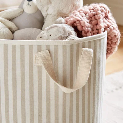 Dunelm Kids Fabric Mushroom Stripe Toy Storage Bag Mushroom