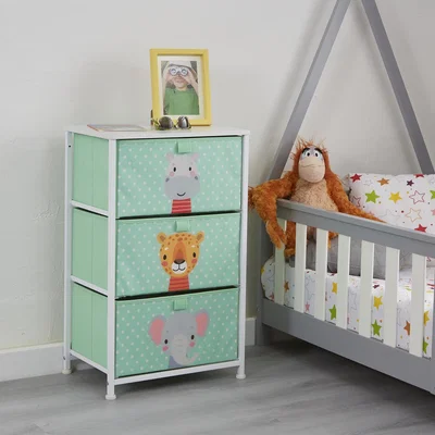 The Range Kids 3 Drawer Storage Unit - Green and White