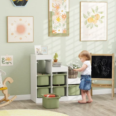 The Range AIYAPLAY Toy Storage Organiser with Removable Bins - Green