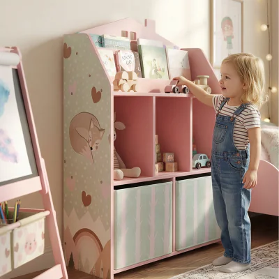 The Range AIYAPLAY Kids Bookshelf with Storage Toy Storage Unit - pink
