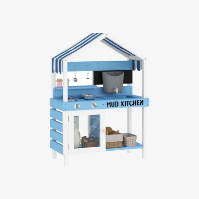 The Range AIYAPLAY Kids Mud Kitchen Stoves Sink Faucet Storage Shelves Blue - Blue