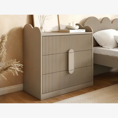 The Range Calista Ribbed Chest of 3 Drawers - Beige
