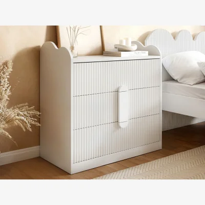 The Range Calista Ribbed Chest of 3 Drawers - White