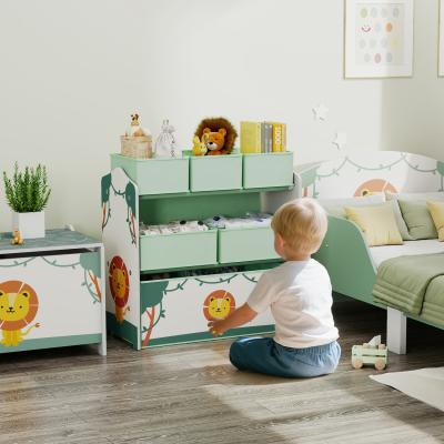 The Range AIYAPLAY 3-Tier Toy Organiser Shelf with 6 Fabric Boxes - Green