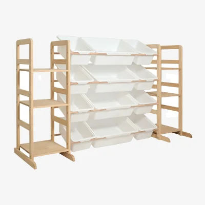 The Range GALACTICA Kids Toy Storage Organizer Bookshelf Wooden w/ Storage Bin 52.3"W - Yellow