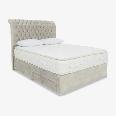 Furniture Village Highgrove - Sanctum Nature 2000 Pillowtop 2 Drawer Divan Set with Johnstone Headboard - Small Double - Dapple Oyster