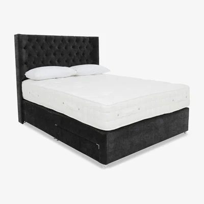 Furniture Village Highgrove - Sanctum Nature 2000 2 Drawer Divan Set with Harding Headboard - Small Double - Linoso Granite