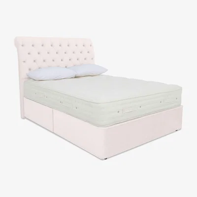 Furniture Village Hypnos - Luxury Firm 3 Divan Set with Continental Drawers - Small Double - White Opal