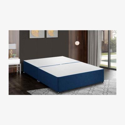 The Range Amara Divan Base Only - Plush Fabric, 2 Drawers Left Side - Blue / Small Double