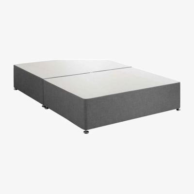The Range Amara Divan Base Only - Plush Fabric, Non Storage - Silver / Small Double