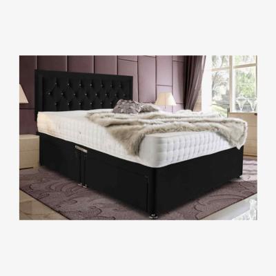 The Range Leonardo Divan Upholstered Plush Velvet Bed Frame - Black / Small Double