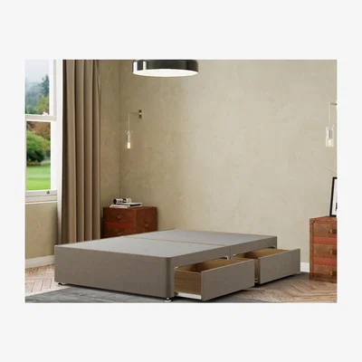 The Range Simple Divan Base 2 Drawers Malham Weave - Mink / Small Double