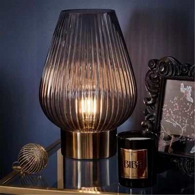 Amara Biba LED Glass Ridged Lantern