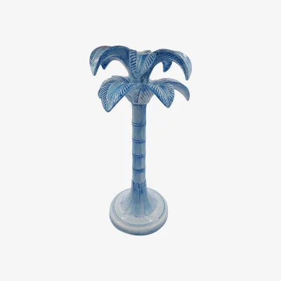 Amara Palm Trees Candle Holder - Blue - Large