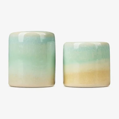 Amara Safie Candle Holder, Rose, Stoneware, set of 2