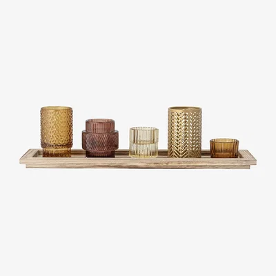 Amara Elvina Assorted Brown Glass Votives - Set of 6