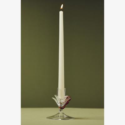 Anthropologie Amber Clear Floral Candle Holder