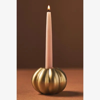 Anthropologie Gold Pumpkin Candle Holder