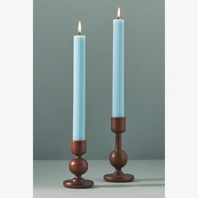 Anthropologie Astrid Wood Candlestick Holder