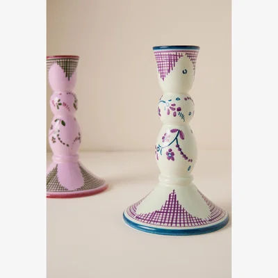Anthropologie Vaisselle for Anthropologie Ceramic Floral Taper Candle Holder
