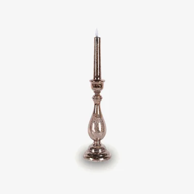 Arighi Bianchi Gold LED Glass Candlestick, Rose gold