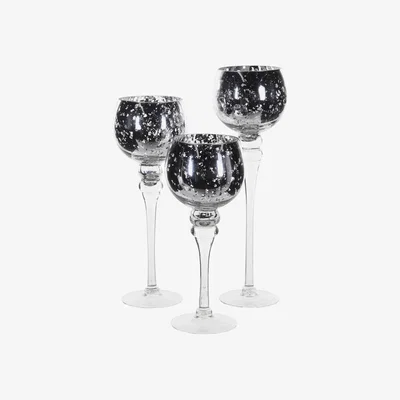 Barker and Stonehouse Set of 3 Silver Candleholders Glass | Barker & Stonehouse