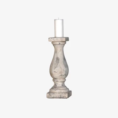Barker and Stonehouse Large Distressed Stone Effect Candle Holder, Neutral | Barker & Stonehouse