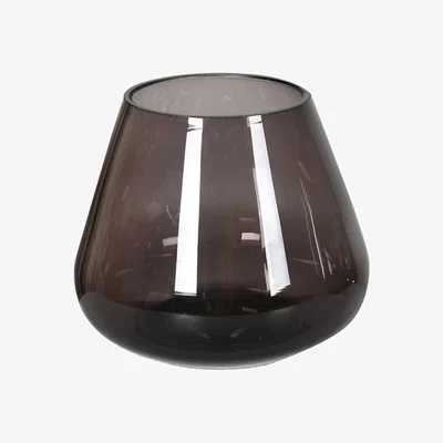 Barker and Stonehouse Smoked Glass Candleholder, Brown | Barker & Stonehouse