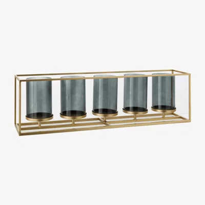 Barker and Stonehouse Gold 5 Candleholder hurricane Glass | Barker & Stonehouse