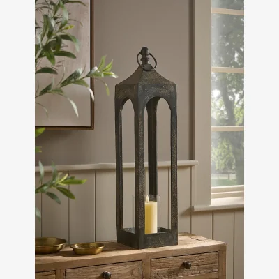 Cox and Cox Indoor/Outdoor Antiqued Metal Lantern