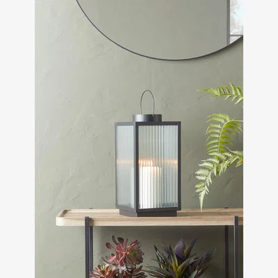 Cox and Cox Reeded Glass Lantern - Large
