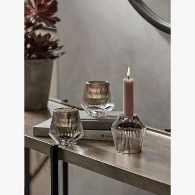 Cox and Cox Three Smoked Double Sided Tealight Holders