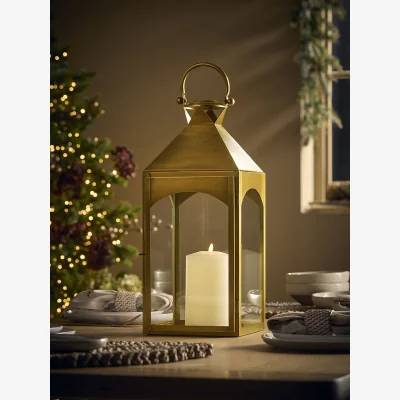 Cox and Cox Antiqued Gold Hanging Lantern - Large