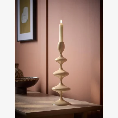 Cox and Cox Taupe Enamel Candle Holder