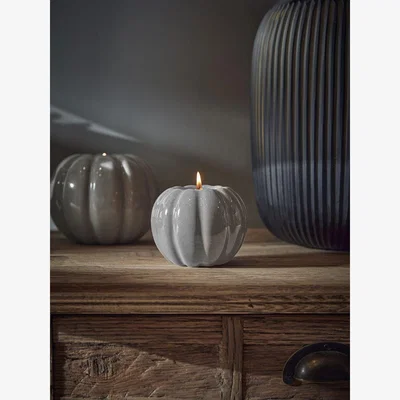 Cox and Cox Pumpkin Tealight Holder - Grey