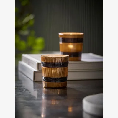 Cox and Cox Two Striped Glass Tealight Holders