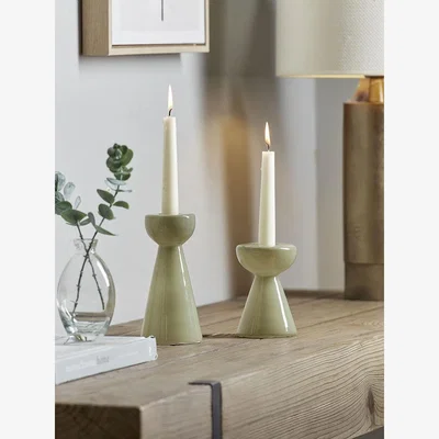 Cox and Cox Sage Glass Candleholder - Large