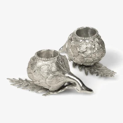 Casa by JJ Pewter Artichoke Candleholder - Set of 2