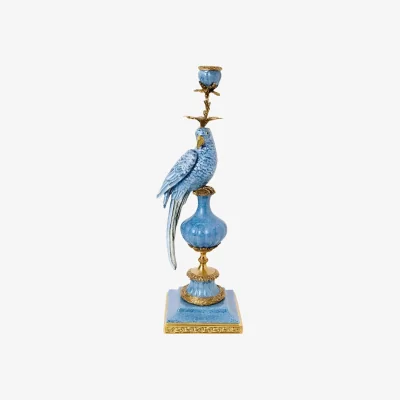 Casa by JJ Enamelled Pretty Polly Parrot Candlestick - Left