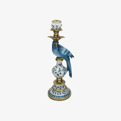 Casa by JJ Blue Parrot Decorative Tall Candle Holder- 40 Cm Right