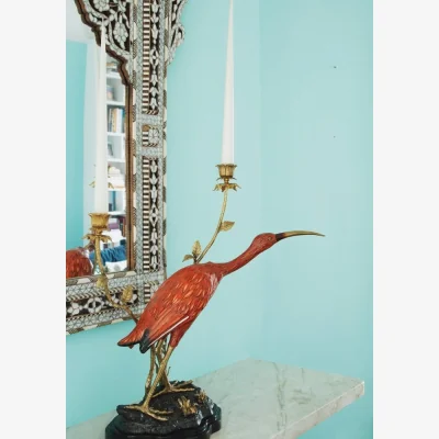 Casa by JJ Handcrafted Cloisonné Red Ibis Candleholder