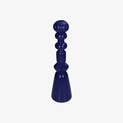 Casa by JJ Memphis Blue Tower Geometric Candle Holder