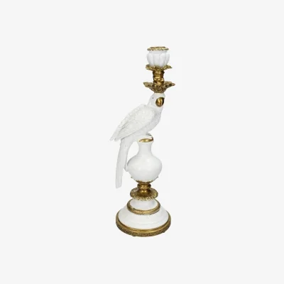 Casa by JJ White & Gold Parrot Candle Holder