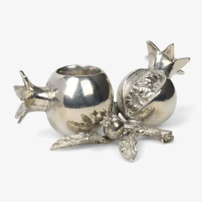 Casa by JJ Pewter Pomegranate Candleholder - Set of 2