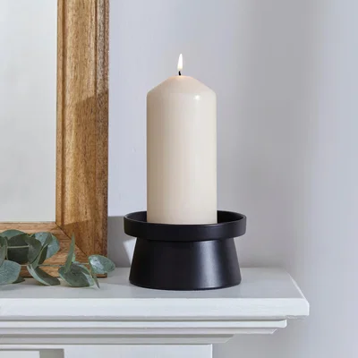 Dunelm Wide Pillar Candle Holder Black