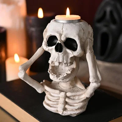 Dunelm Skeleton Tealight Holder White