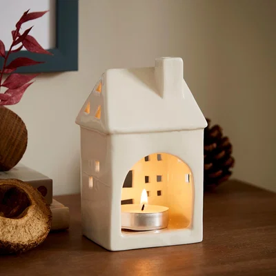 Dunelm House Tealight Holder Cream