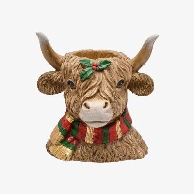 Dunelm The Christmas Gift Co Highland Cow Tealight Holder
